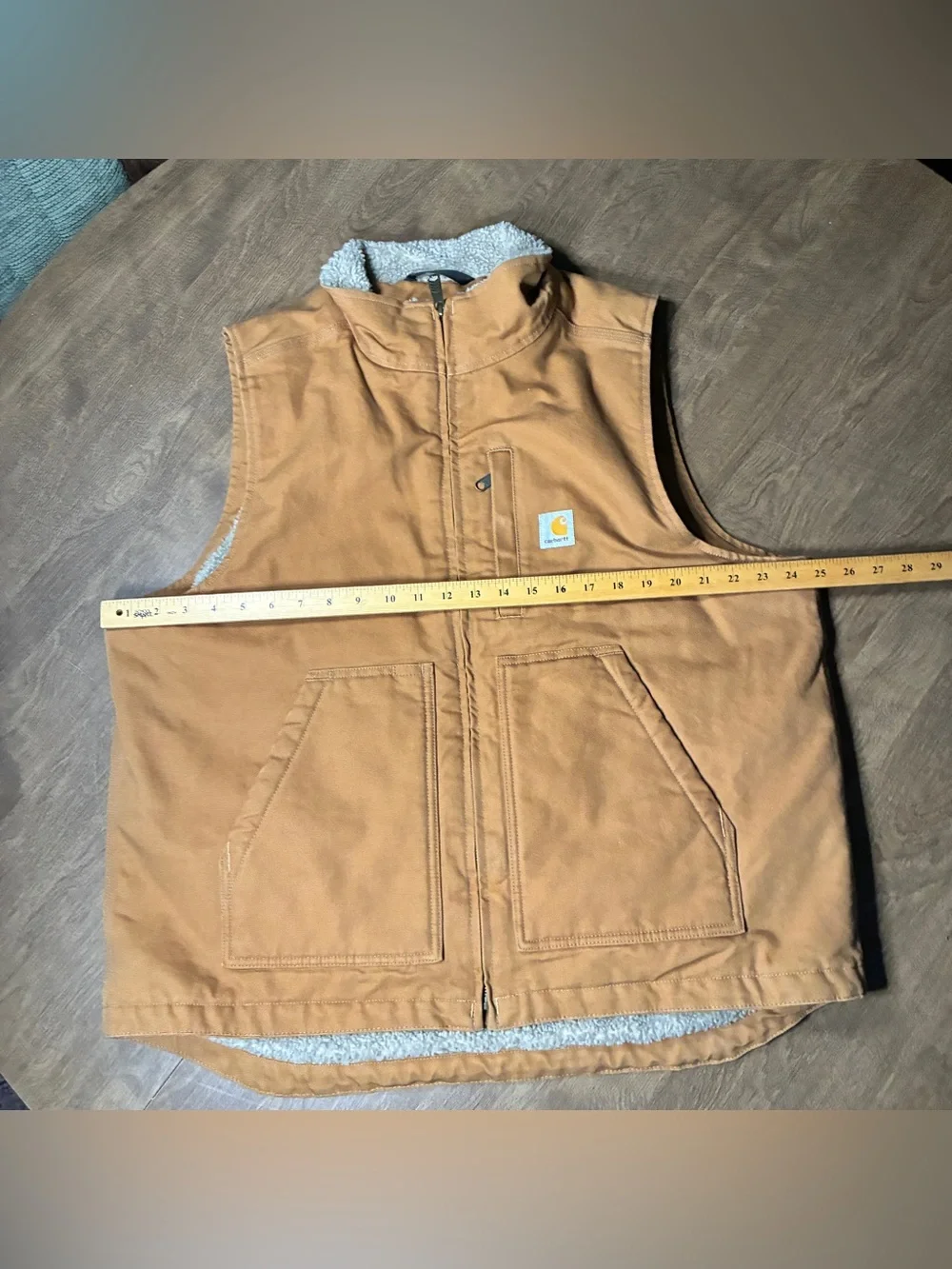Carhartt Washed Duck Mock Neck Vest Sherpa Lined Brown Model OV4277-M Size Large - Picture 2 of 16